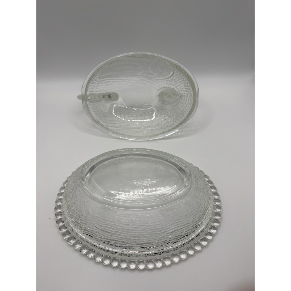 Vintage Indiana Glass Clear Large 7" Hen on Nest Covered Dish MCM Farmhouse - Picture 12 of 15